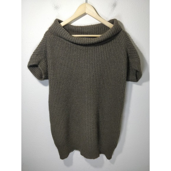 3/$20 Zara Brown Mohair Wool Blend Knit Off Shoulder Sweater Tunic M - Picture 1 of 7